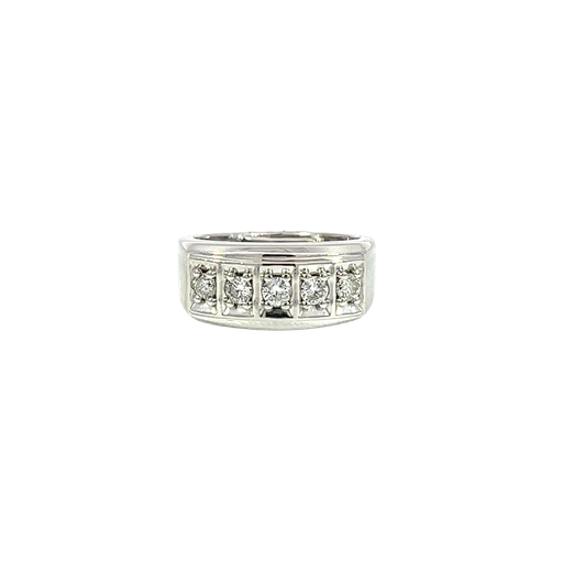 [897696000006] 14K White Gold Diamond Band Rings