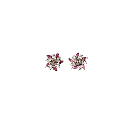 [709254000001] 14K White Gold Diamond and Ruby Earring Jackets