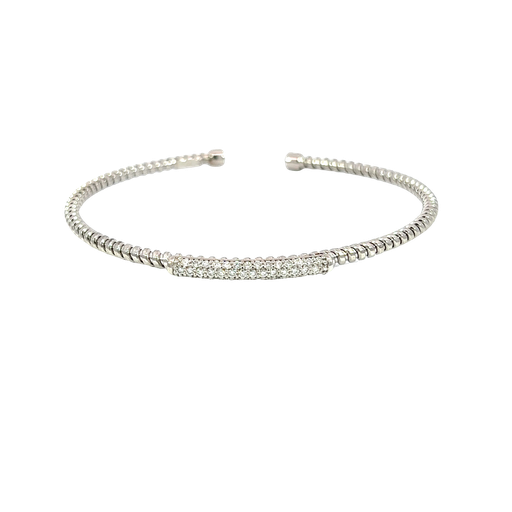 [886114800004] 14K White Gold Diamond Bangle Bracelet