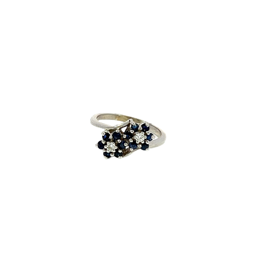 [767664000007] 14K White Gold Diamond Sapphire Ring