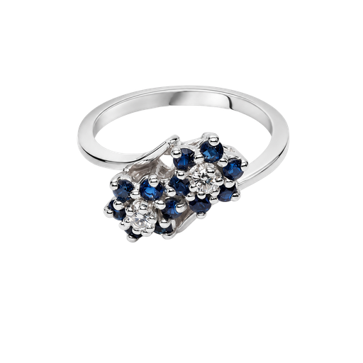[767664000007] 14K White Gold Diamond Sapphire Ring