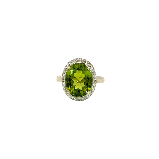 [861062400007] 14K White Gold Diamond and Peridot Fashion Ring