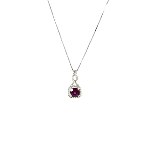 [861062400003] 14K White Gold Diamond and Rubellite Pendant