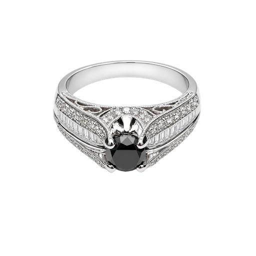 [847407600002] 14K White Gold Black Diamond Ring