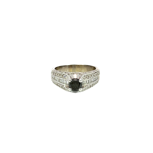 [847407600002] 14K White Gold Black Diamond Ring