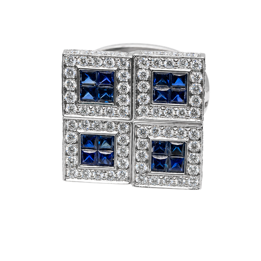 [838162800002] 14K White Gold Diamond and Sapphire Cocktail Ring