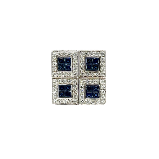 [838162800002] 14K White Gold Diamond and Sapphire Cocktail Ring