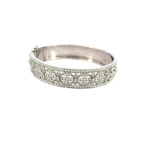 [811033200002] 14K White Gold 5.00ct Lab Diamond  Bangle Bracelet
