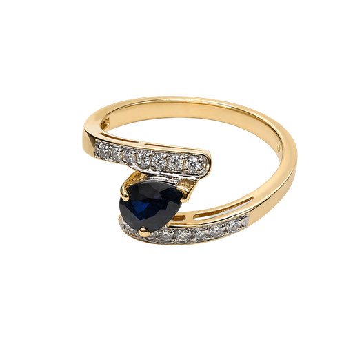 [868575600018] 14K Yellow Gold Diamond and Sapphire Fashion Ring
