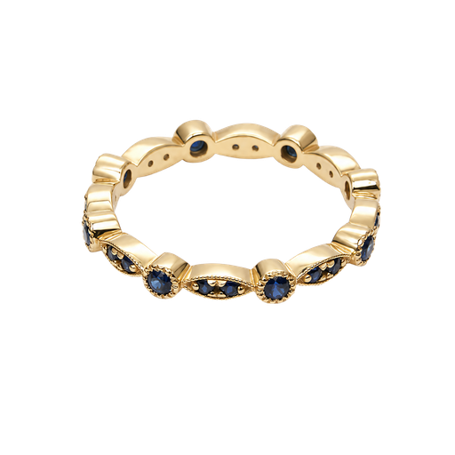 [799718400002] 14K Yellow Gold Diamond and Sapphire Stackable Ring