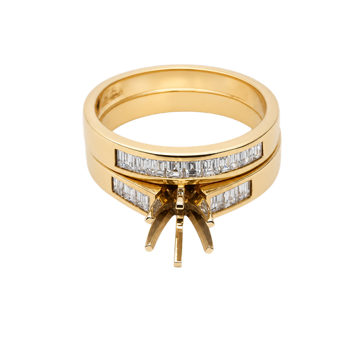 [830563200011] 14K Yellow Gold Diamond Wedding Set