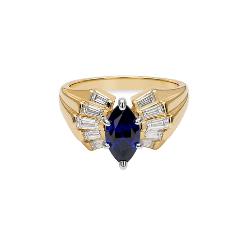 [855878400008] 14K Yellow Gold Diamond and Sapphire Fashion Ring