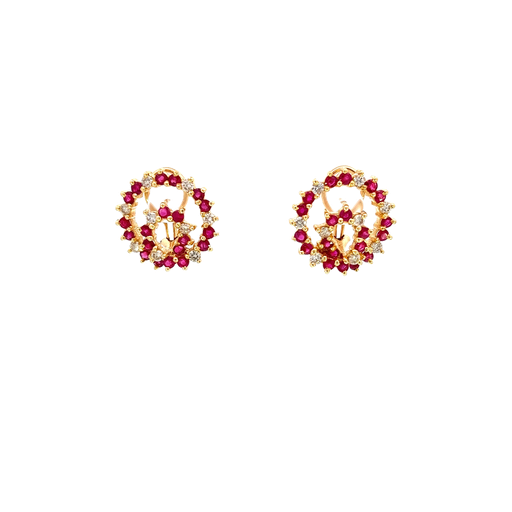 [867970800005] 14K Yellow Gold Ruby and Diamond Earrings