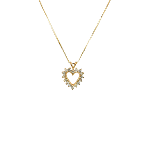 [890352000015] 14K Yellow Gold Diamond Heart Pendant