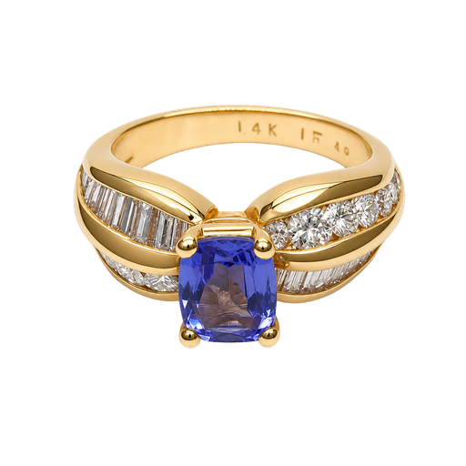 [877215600001] 14K Yellow Gold Diamond and Tanzanite Fashion Ring