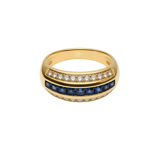 [639360000168] 14K Yellow Gold Diamond Sapphire Ring