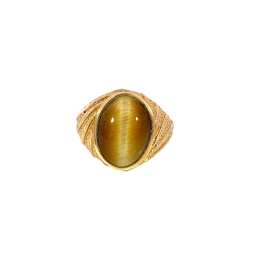 [868575600003] 14K Yellow Gold Tiger's Eye Cocktail Ring