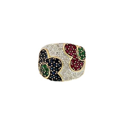 [868489200005] 14K Yellow Gold Diamond and Emerald Cocktail Ring