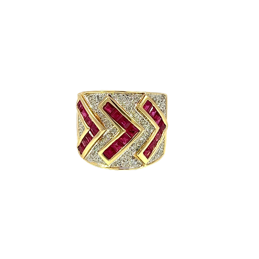 [833500800002] 14K Yellow Gold Diamond and Ruby Cocktail Ring