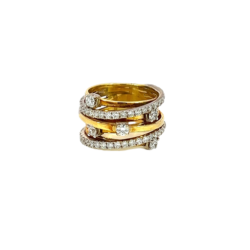 [904249069381] 18K Two-Tone Gold Diamond Cocktail Ring