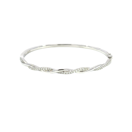 [882572400007] 18K White Gold Diamond Bangle Bracelet