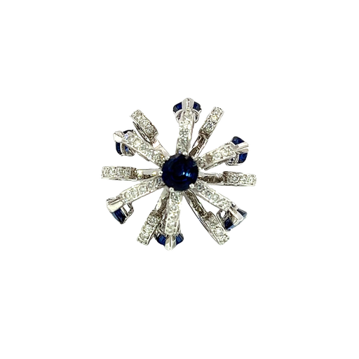 [685148400001] 18K White Gold Diamond and Sapphire Cocktail Ring