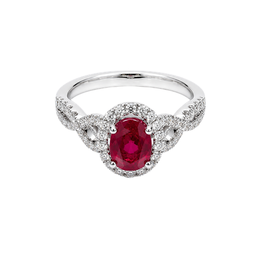 [886806000003] 18K White Gold Diamond and Ruby Fashion Ring