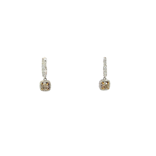 [867193200023] 18K White Gold Diamond Drop Earrings