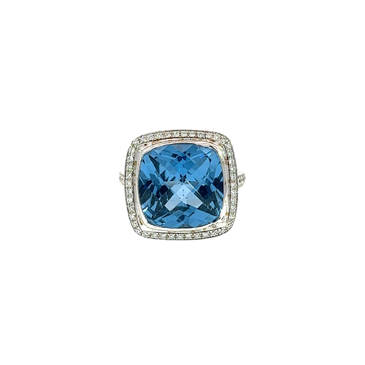[904328222321] 18K White Gold Diamond and Topaz Cocktail Ring