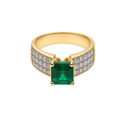 [871686000007] 18K Yellow Gold Diamond Cocktail Ring