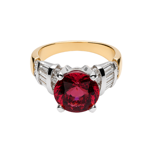 [876956400003] 14K Gold Diamond and Tourmaline Fashion Ring