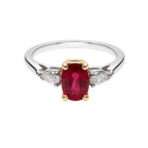 [876956400004] 14K Two-Tone Gold Diamond and Ruby Fashion Ring