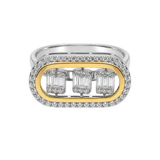 [877561200003] 18K Two-Tone Gold Diamond Cocktail and Fashion Ring
