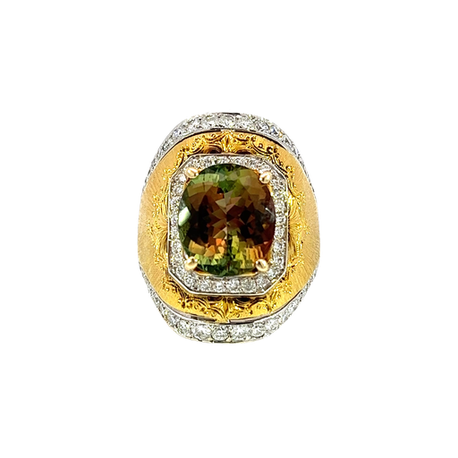 [834796800001] 18K White Gold Diamond and Tourmaline Cocktail Ring