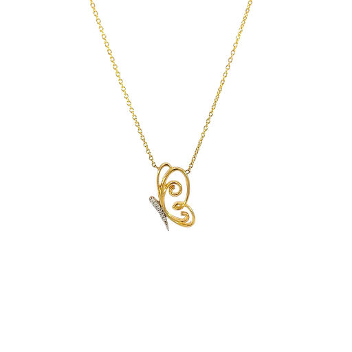 [903977444653] 14K Yellow Gold Diamond Butterfly Necklace