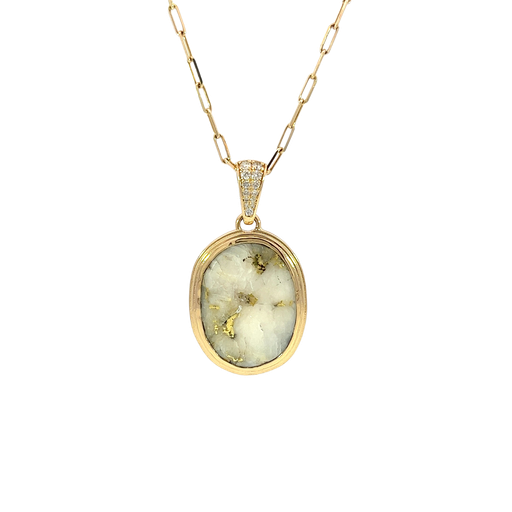 [908399802903] 14K Yellow Gold Gold In Quartz Pendant