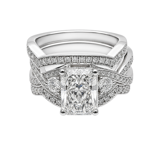 [908575277265] 14K White Gold Diamond Wedding Set
