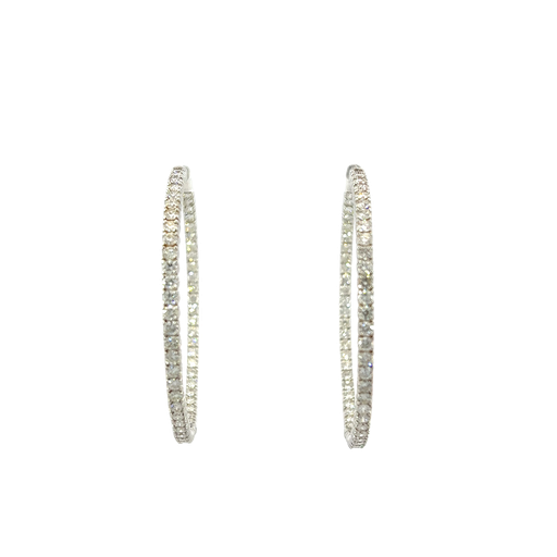 [910532131535] 14K White Gold Diamond Hoop Earrings