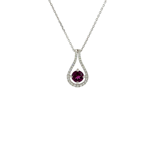 [911567616017] 18K White Gold Rhodolite and Diamond Pendant