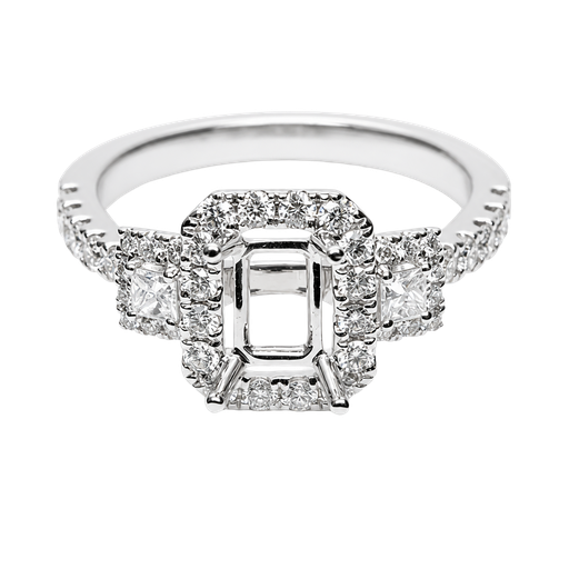 [911569694681] 18K White Gold Round Diamond Engagement Ring