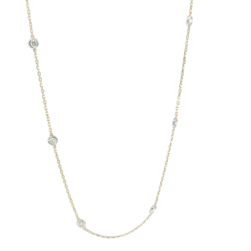 [912830654044] 14K Yellow Gold Diamond "By The Yard" Station Necklace, 1.00ct tw