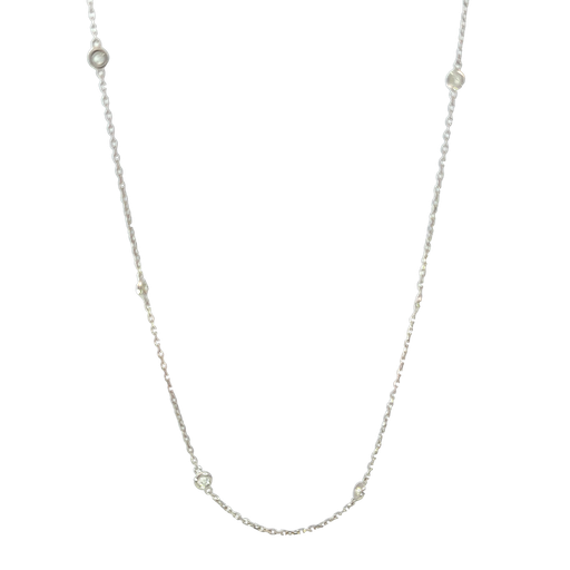 [912860257548] 14K White Gold Diamond "By The Yard" Station Necklace, 0.50ct tw