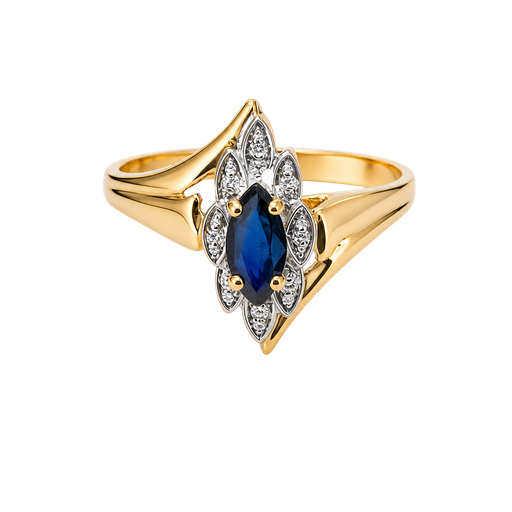 [914870037259] 10K Yellow Gold Sapphire and Diamond Ring