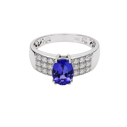 [914871829742] 14K White Gold Tanzanite and Diamond Ring