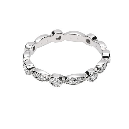 [914874911003] 14K White Gold Diamond Stackable Ring