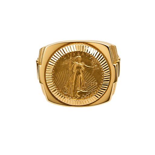 [915053257915] 14K Yellow Gold Men's Coin Fashion Ring