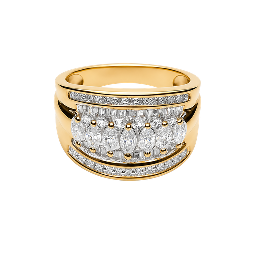 [918483107615] 10K Yellow Gold Diamond Cocktail Ring