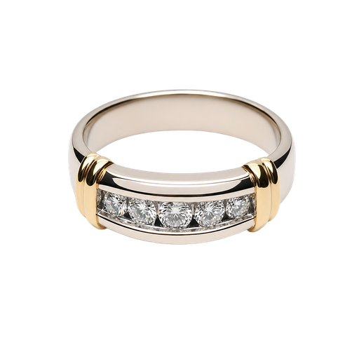 [930861285428] 14K Two-Tone Gold Diamond Men's Band