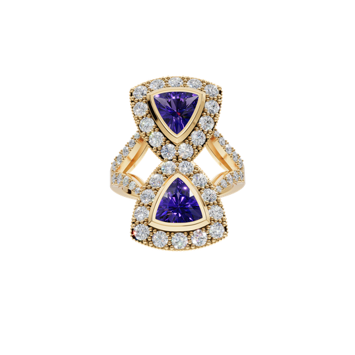 [997550513124] 14K Yellow Gold Diamond Amethyst Ring
